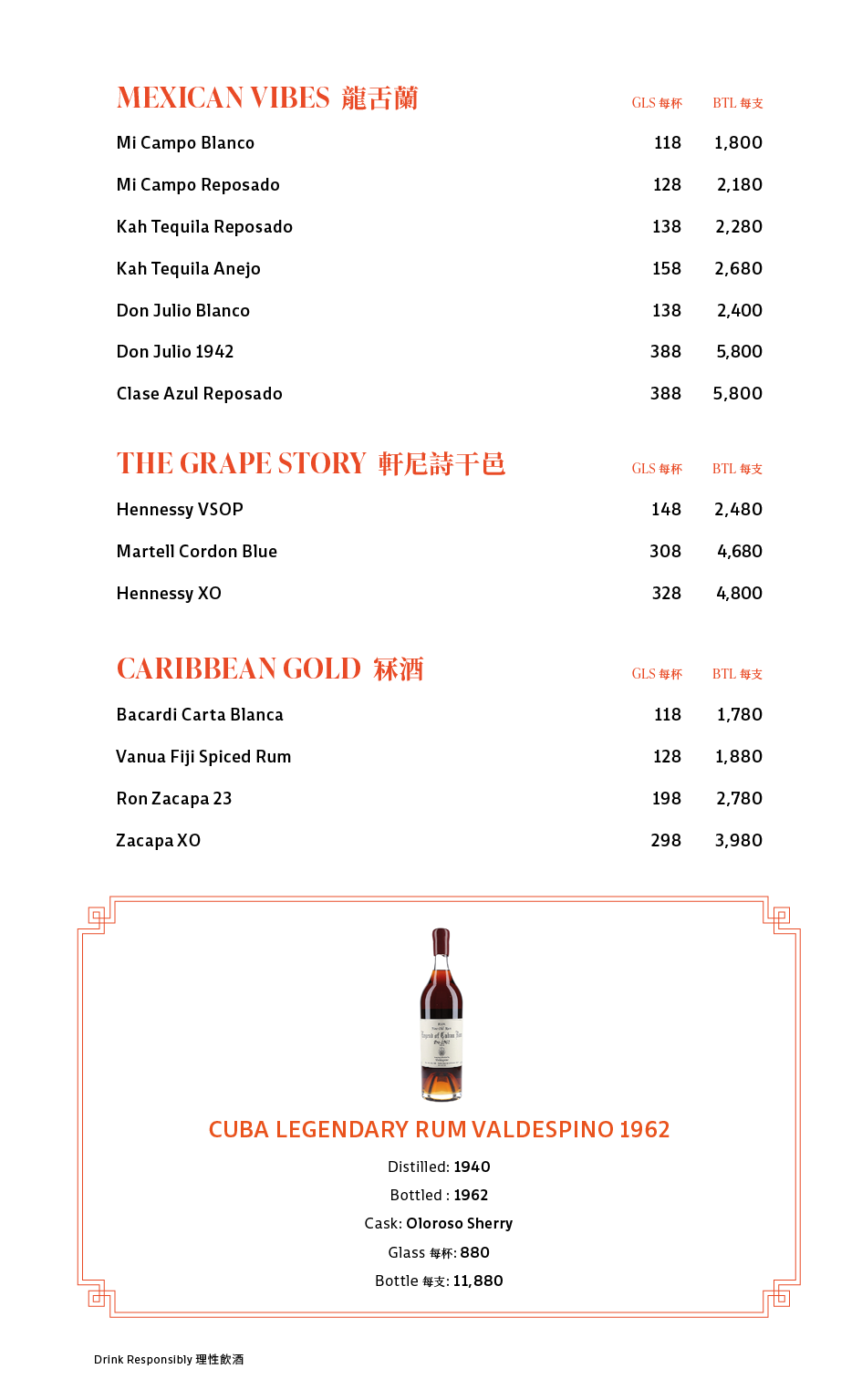 Drinks Menu