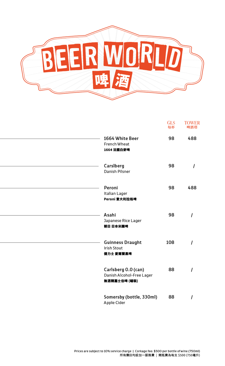 Drinks Menu