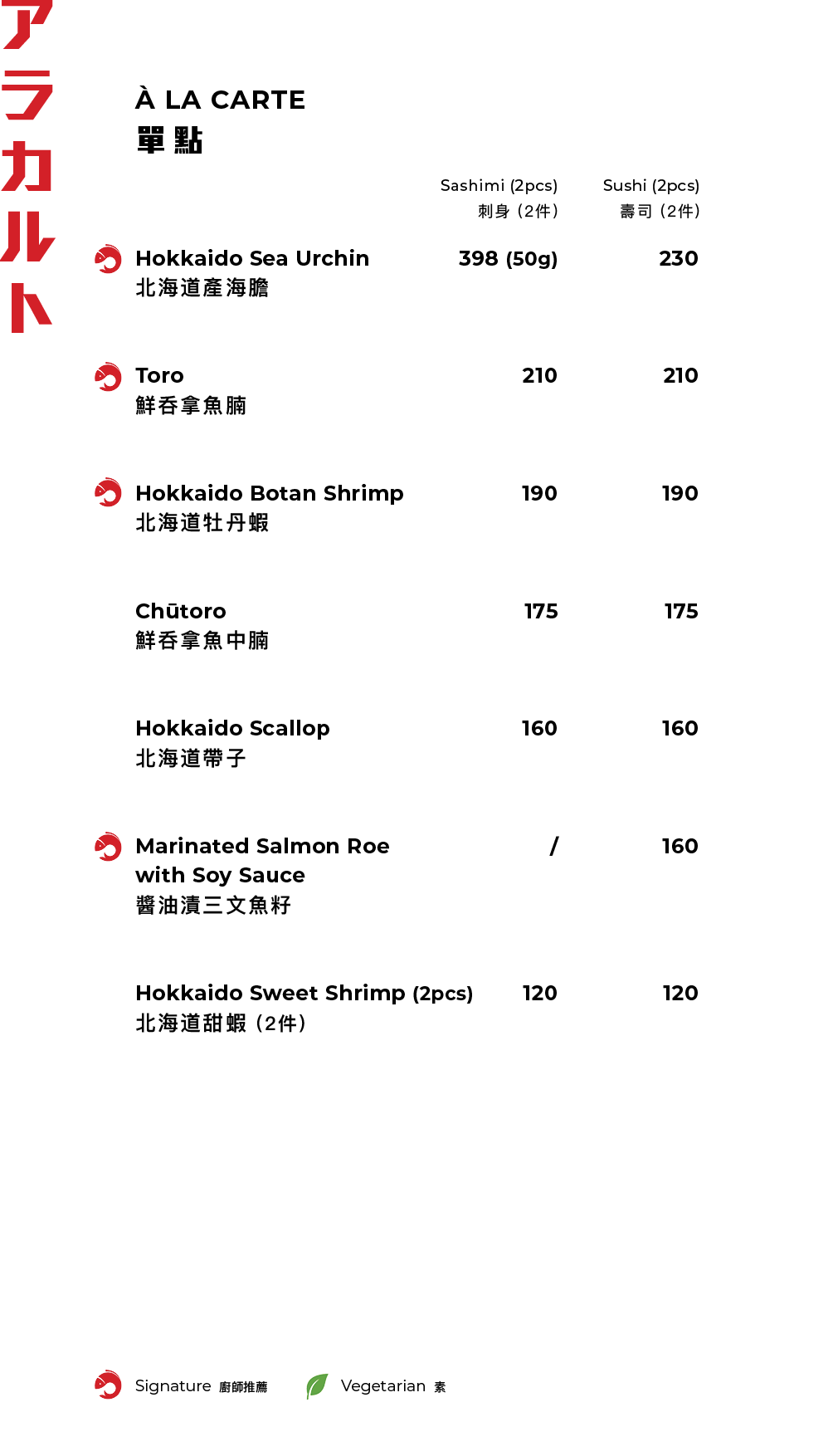 FUMI JOE 主餐牌(僅限食物星期日一8折及星期二至六9折)
