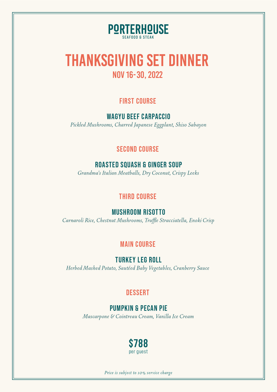 Thanksgiving Set Dinner